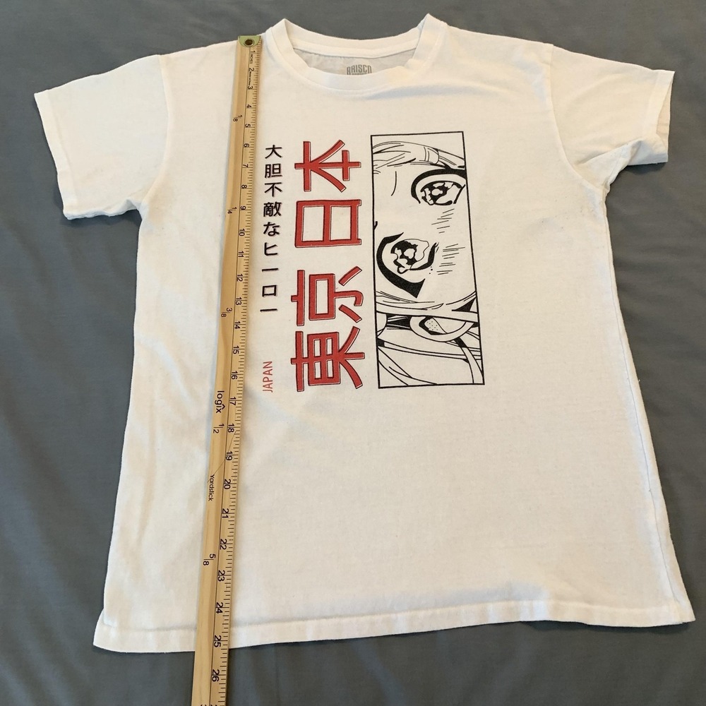 Brisco Brands Anime Manga Shirt Mens Medium White Japan Graphic Daring Hero - Picture 6 of 8